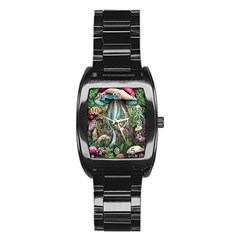 Craft Mushroom Stainless Steel Barrel Watch by GardenOfOphir