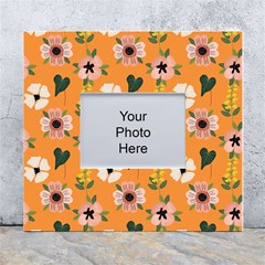 Flower Orange Pattern Floral White Wall Photo Frame 5  X 7  by Dutashop