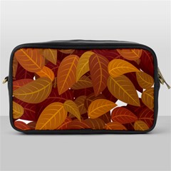 Watercolor Leaves Leaf Orange Toiletries Bag (one Side) by Jancukart