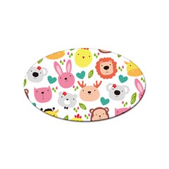 Cute Animals Cartoon Seamless Background Sticker Oval (100 Pack) by Jancukart