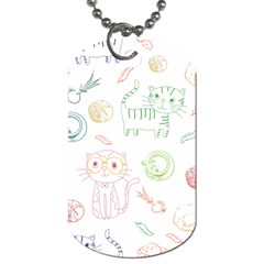 Cats And Food Doodle Seamless Pattern Dog Tag (two Sides) by Jancukart