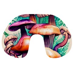 Witchy Mushrooms In The Woods Travel Neck Pillow by GardenOfOphir