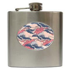 Waves Ocean Sea Water Pattern Rough Seas Hip Flask (6 Oz) by Pakemis