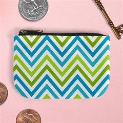 Green Chevron Mini Coin Purse by GardenOfOphir