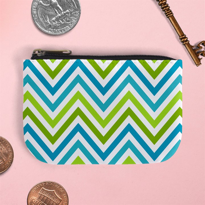 Green Chevron Mini Coin Purse