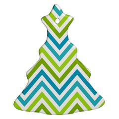 Green Chevron Christmas Tree Ornament (two Sides) by GardenOfOphir