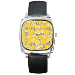 Lemon Background Lemon Wallpaper Square Metal Watch Front