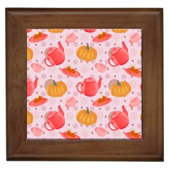 Pumpkin Tea Cup Pie Dessert Framed Tile by Semog4