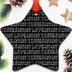 Black And White Love Kisses Pattern Star Ornament (two Sides) by GardenOfOphir