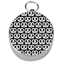 Black And White Pretzel Illustrations Pattern Silver Compasses by GardenOfOphir