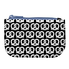 Black And White Pretzel Illustrations Pattern Large Coin Purse by GardenOfOphir