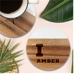 I love amber Marble Wood Coaster (Round) Front