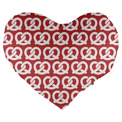 Trendy Pretzel Illustrations Pattern Large 19  Premium Flano Heart Shape Cushions by GardenOfOphir