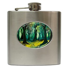 Ai Generated Trees Forest Mystical Forest Nature Art Hip Flask (6 Oz) by Ravend