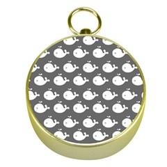 Cute Whale Illustration Pattern Gold Compasses by GardenOfOphir