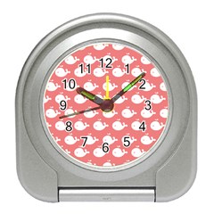 Coral Whales Pattern Travel Alarm Clock by GardenOfOphir