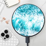 Tropical Blue Ocean Wave Wireless Fast Charger(Black) Front