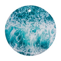 Tropical Blue Ocean Wave Round Ornament (two Sides) by Jack14