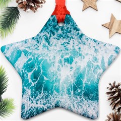 Tropical Blue Ocean Wave Star Ornament (two Sides) by Jack14