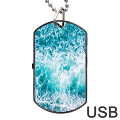 Tropical Blue Ocean Wave Dog Tag Usb Flash (two Sides) by Jack14