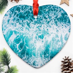 Tropical Blue Ocean Wave Heart Ornament (two Sides) by Jack14