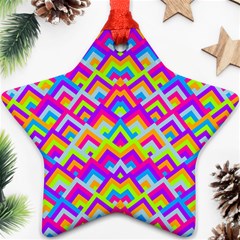 Colorful Trendy Chic Modern Chevron Pattern Star Ornament (two Sides) by GardenOfOphir