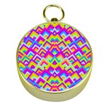 Colorful Trendy Chic Modern Chevron Pattern Gold Compasses Front