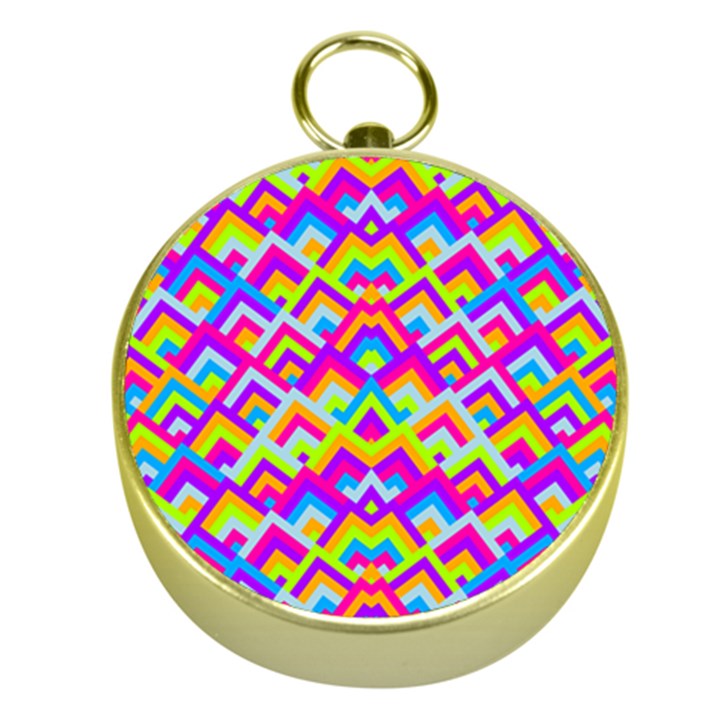 Colorful Trendy Chic Modern Chevron Pattern Gold Compasses