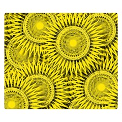 Abstract Sun Pattern Yellow Background Premium Plush Fleece Blanket (small) by Jancukart