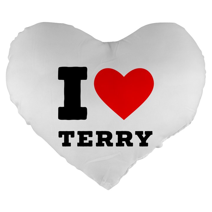 I love terry  Large 19  Premium Flano Heart Shape Cushions