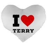 I love terry  Large 19  Premium Flano Heart Shape Cushions Back