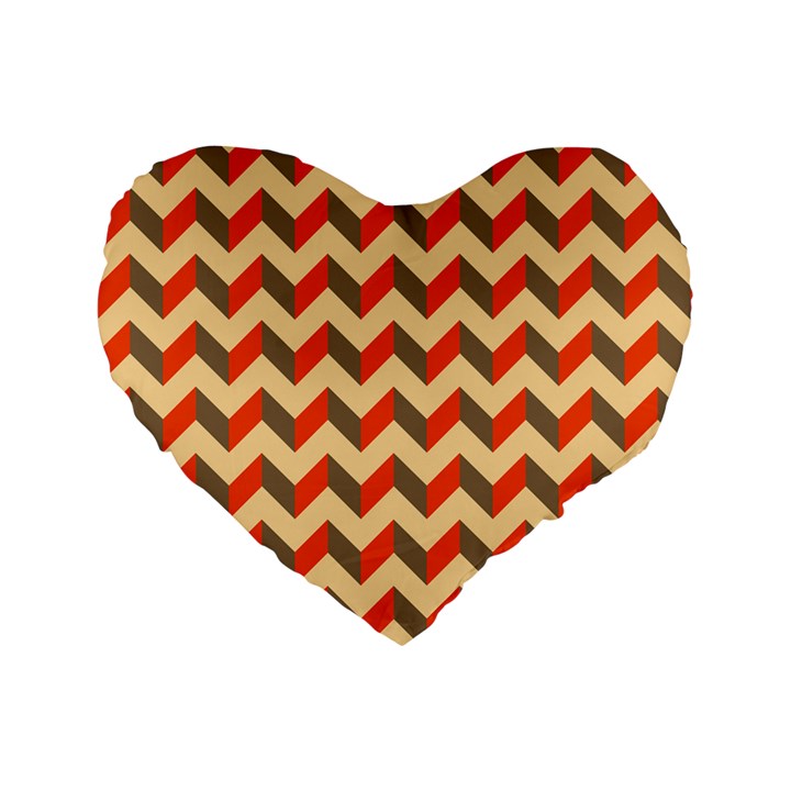 Modern Retro Chevron Patchwork Pattern Standard 16  Premium Flano Heart Shape Cushions