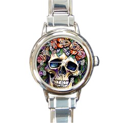 Skull Dead Round Italian Charm Watch by GardenOfOphir