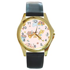 Mohanad Fa Round Gold Metal Watch by mohanadfa