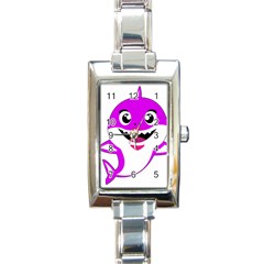 Purple Shark Fish Rectangle Italian Charm Watch by Semog4