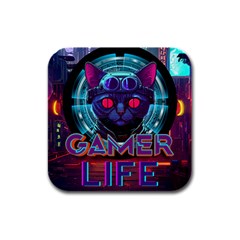 Gamer Life Rubber Square Coaster (4 Pack) by minxprints