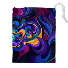 Colorful Waves Abstract Waves Curves Art Abstract Material Material Design Drawstring Pouch (5xl) by Semog4