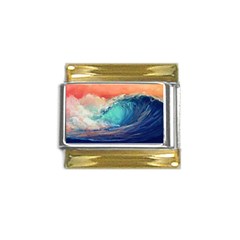 Artistic Wave Sea Gold Trim Italian Charm (9mm) by Semog4