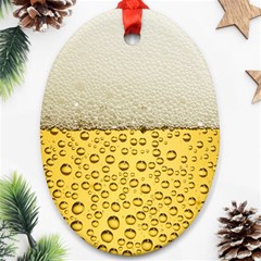 Texture Pattern Macro Glass Of Beer Foam White Yellow Art Ornament (oval) by Semog4