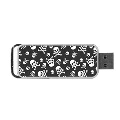 Skull-crossbones-seamless-pattern-holiday-halloween-wallpaper-wrapping-packing-backdrop Portable Usb Flash (two Sides) by Ravend