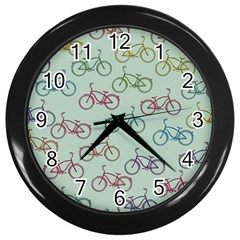 Bicycle Bikes Pattern Ride Wheel Cycle Icon Wall Clock (black) by Jancukart