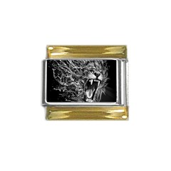 Lion Furious Abstract Desing Furious Gold Trim Italian Charm (9mm) by Jancukart