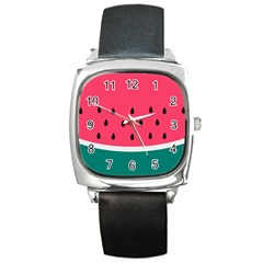 Watermelon Fruit Pattern Square Metal Watch by Semog4