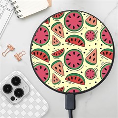 Watermelon Pattern Slices Fruit Wireless Fast Charger(black) by Semog4