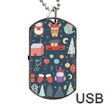 Vector Set Cute Christmas Elements Santa Penguin Deer Bear Fox Owl Trees Snowman Bird Angel More Dog Tag USB Flash (Two Sides) Back