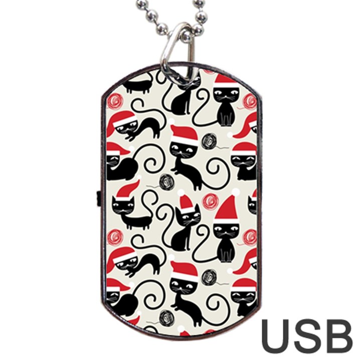 Cute Christmas Seamless Pattern Vector Dog Tag USB Flash (Two Sides)