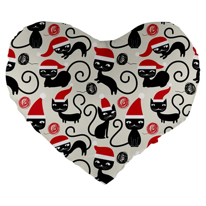 Cute Christmas Seamless Pattern Vector Large 19  Premium Flano Heart Shape Cushions