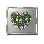 Colorful Funny Christmas Pattern Mega Link Heart Italian Charm (18mm) Front