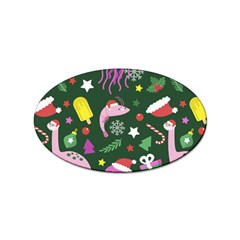 Colorful Funny Christmas Pattern Sticker (oval) by Semog4