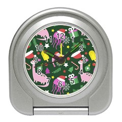 Colorful Funny Christmas Pattern Travel Alarm Clock by Semog4